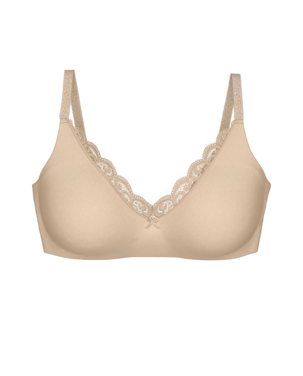 Soutien Redutor sem Aro e com Detalhes de Renda e Jacquard Nude-4