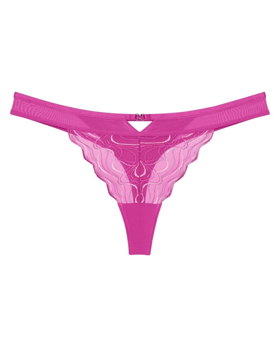 Cueca Estilo Tanga com Delicada Renda Italiana Fúcsia-4