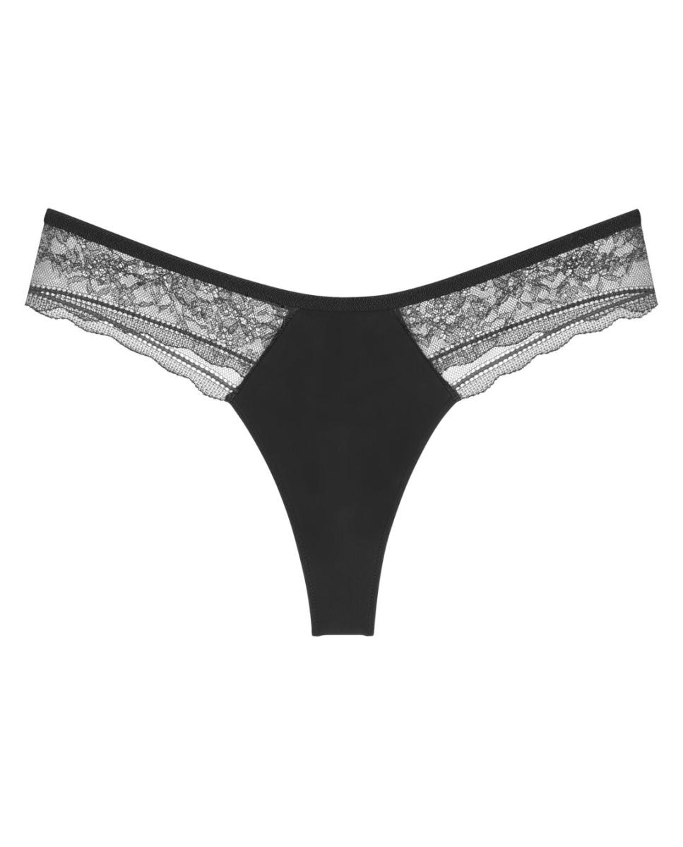 Cueca Tipo Tanga com Cinta Adornada com Detalhes de Desenho Combinados com o Soutien Preto-4