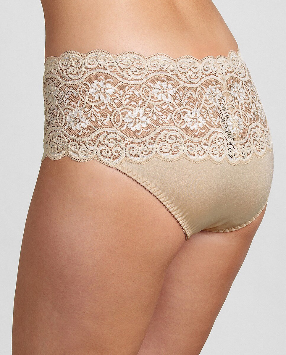 Cueca maxi de renda Bege-2