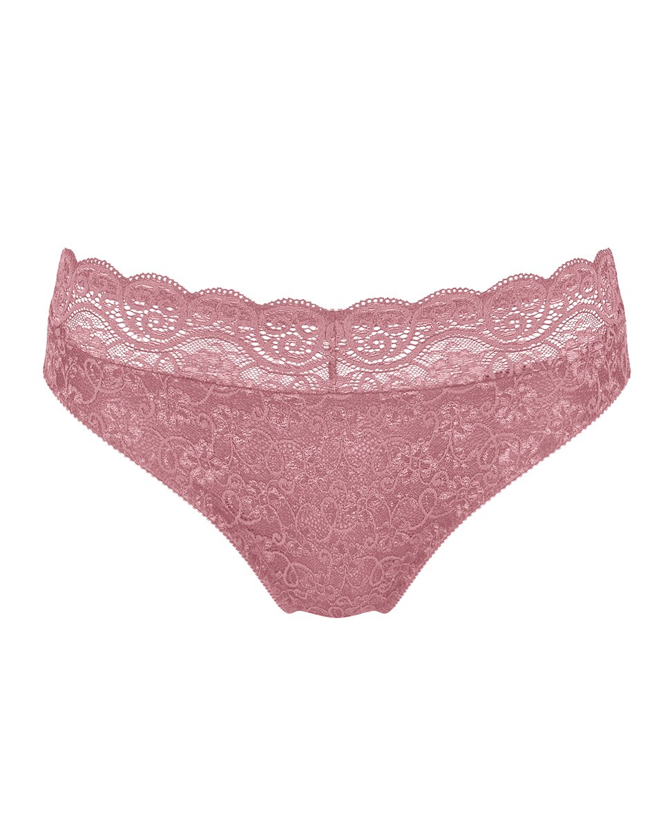 Cueca clássica Amourette de renda Rosa-4