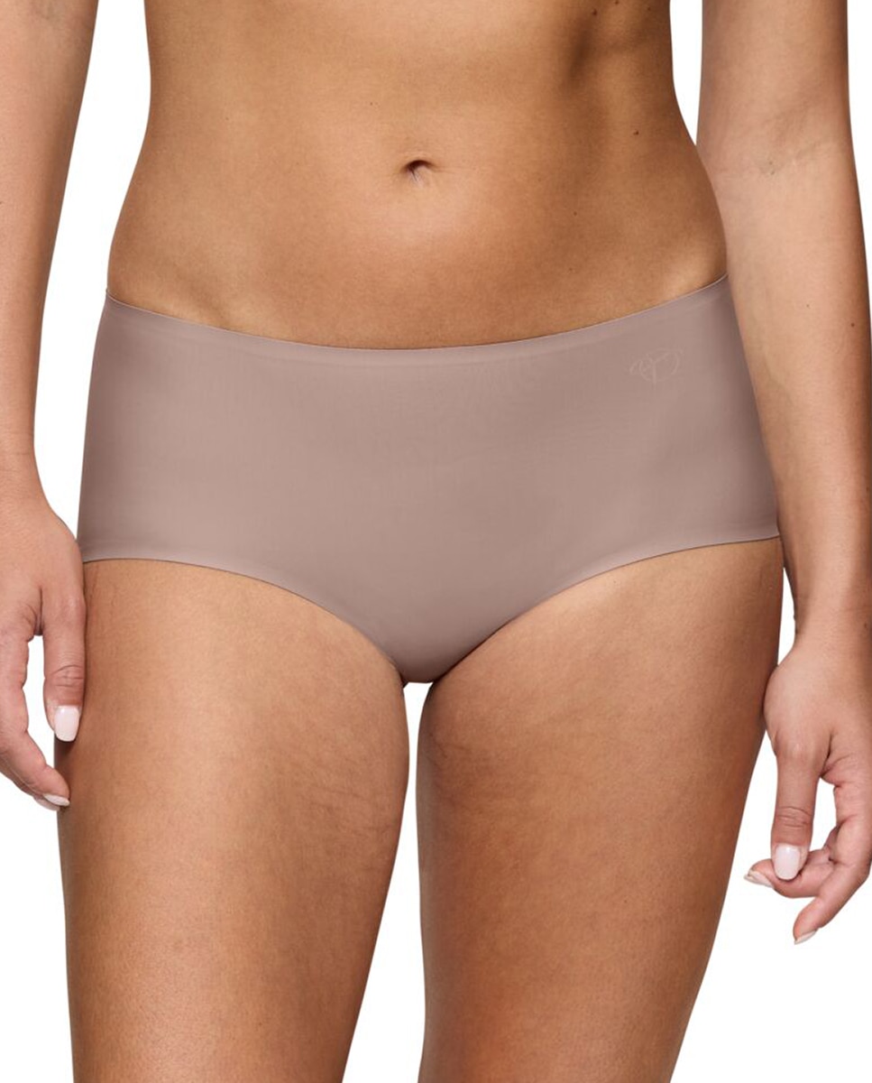 Cueca de Cobertura Média e Perna Alta Taupe-1