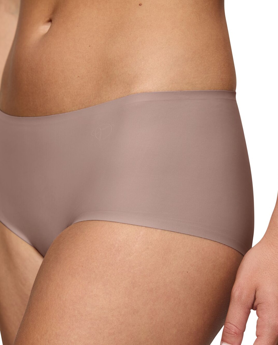 Cueca de Cobertura Média e Perna Alta Taupe-3