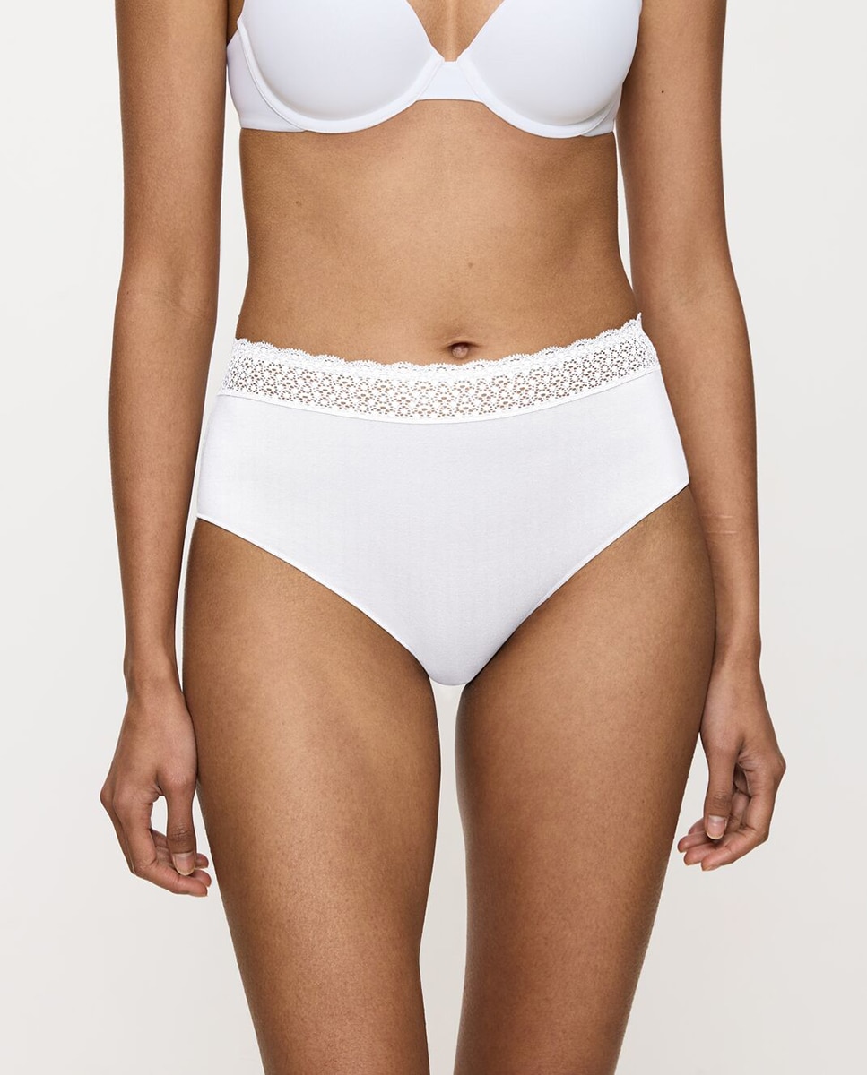Cueca de Cobertura Alta de Modal sem Costuras Branco-1