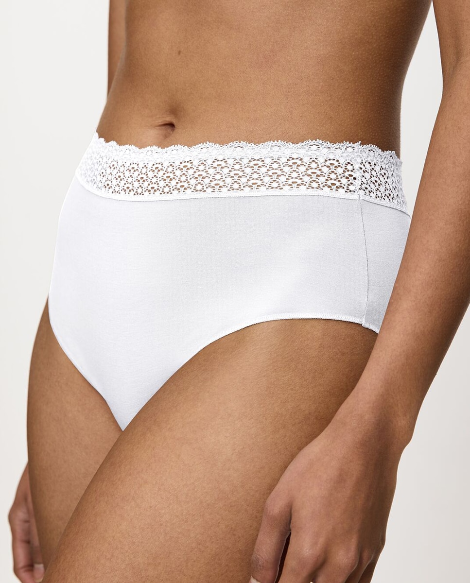 Cueca de Cobertura Alta de Modal sem Costuras Branco-3
