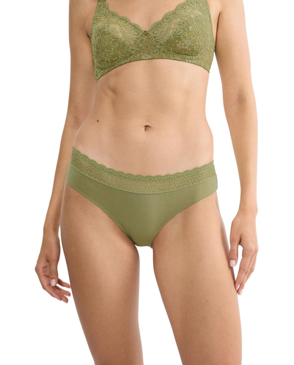 Cueca de Cobertura Média de Modal sem Costuras Verde-1