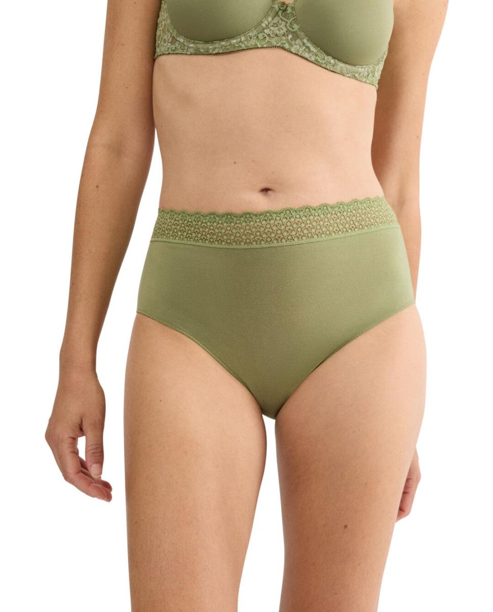 Cueca de Cobertura Alta de Modal sem Costuras Verde-1