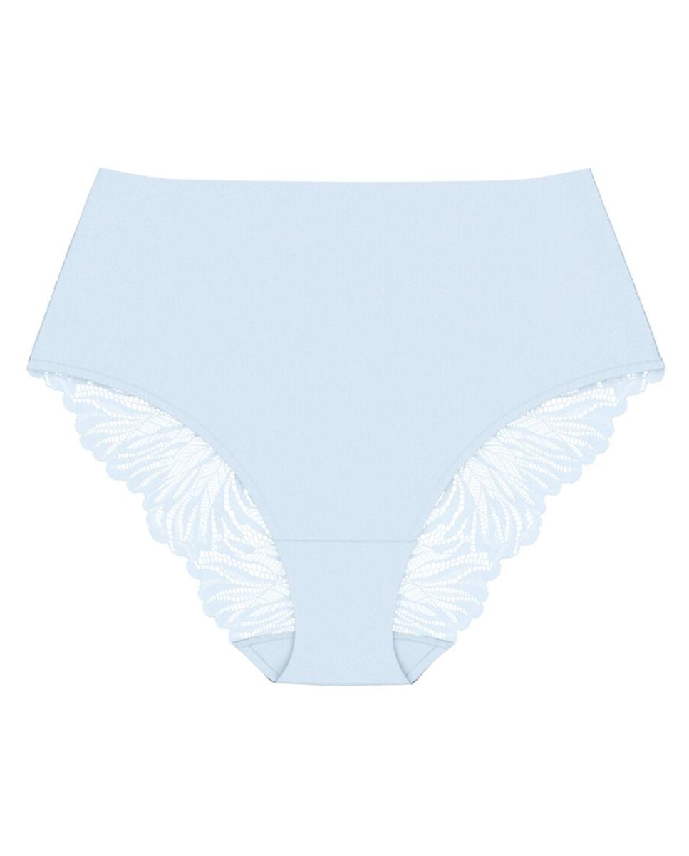 Cueca Maxi com Renda Elástica Decorativa e Corte Refinado, Confecionada em Microfibra Sustentável Azul-claro-4