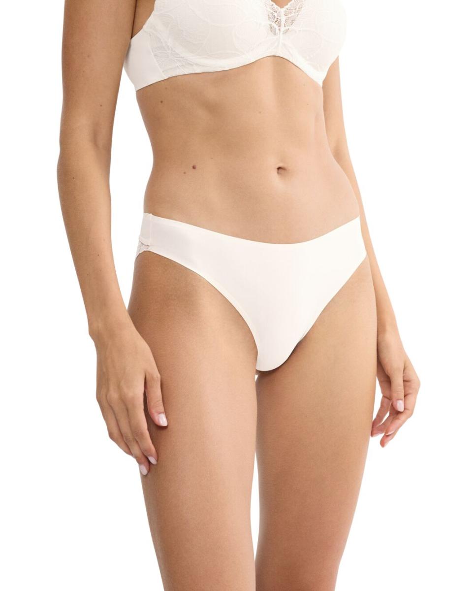 Cueca Body Make Up Illusion Lace de Cobertura Média e Perna Alta Cru-1