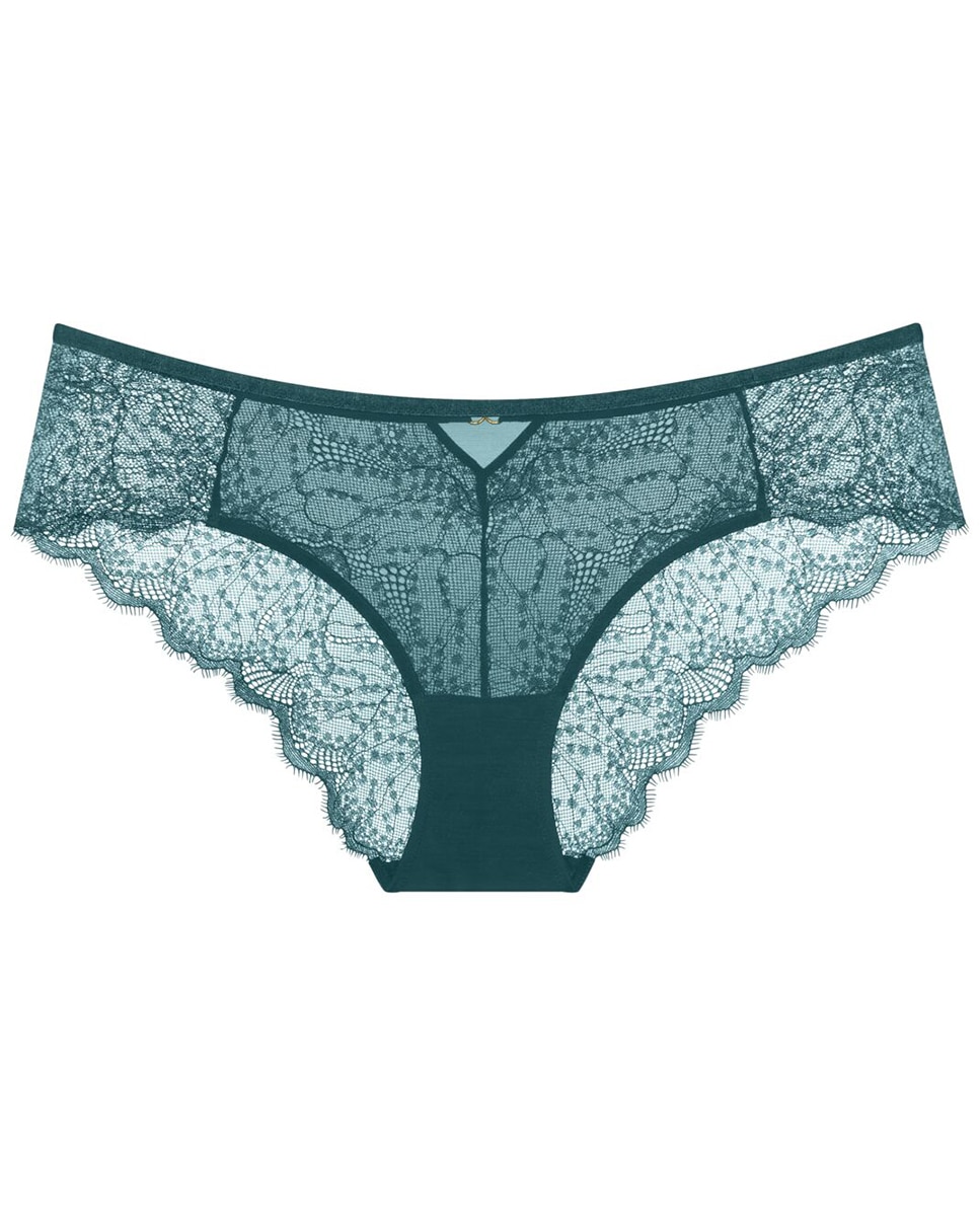 Cueca Hipster em Renda Ligeira Verde-escuro-4