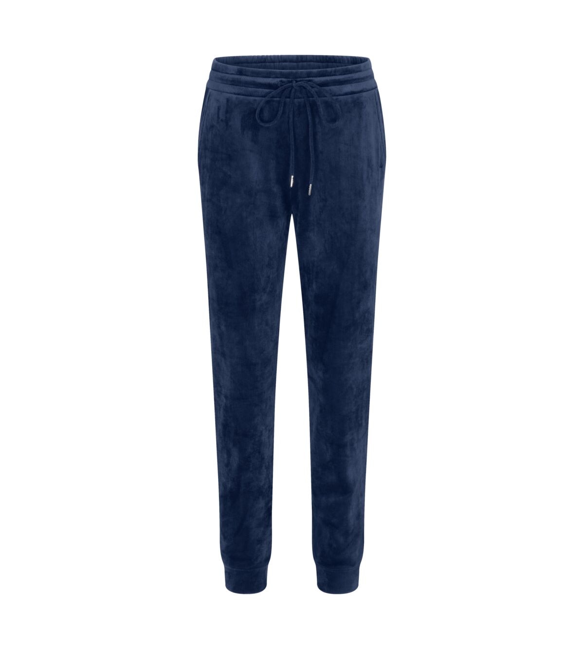 Joggers Caneladas em Tecido de Veludo com Toque Felpudo Azul-marinho-4