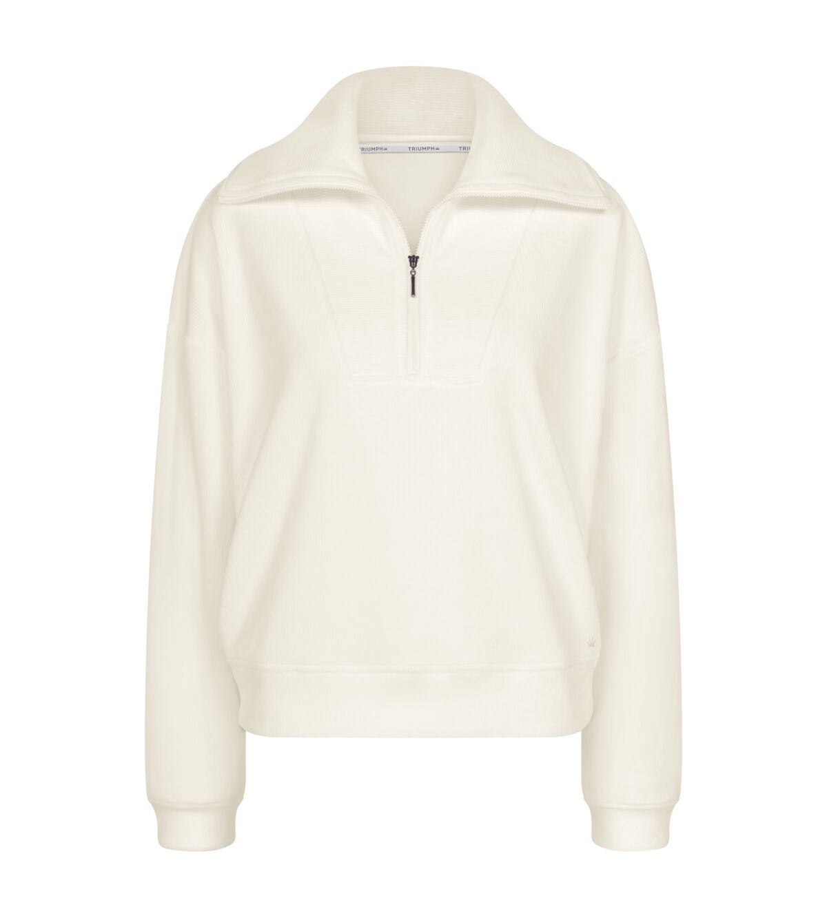Sweatshirt Aconchegante em Tecido Canelado de Veludo com Tacto Felpudo Branco-gelo-4