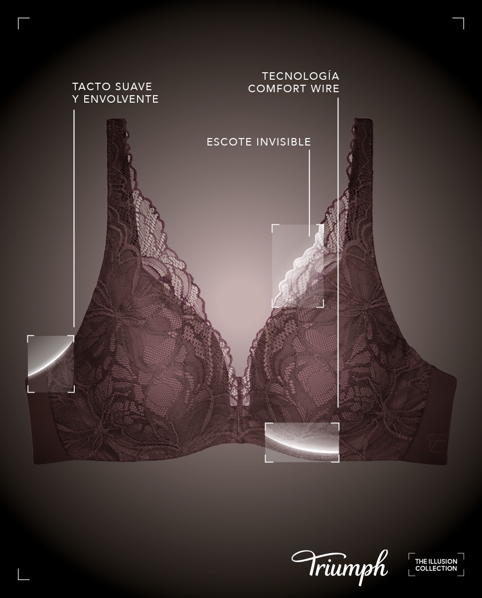 Soutien Body Make Up Illusion Lace de Decote Profundo com Aro Flexível e Foam Bege-5