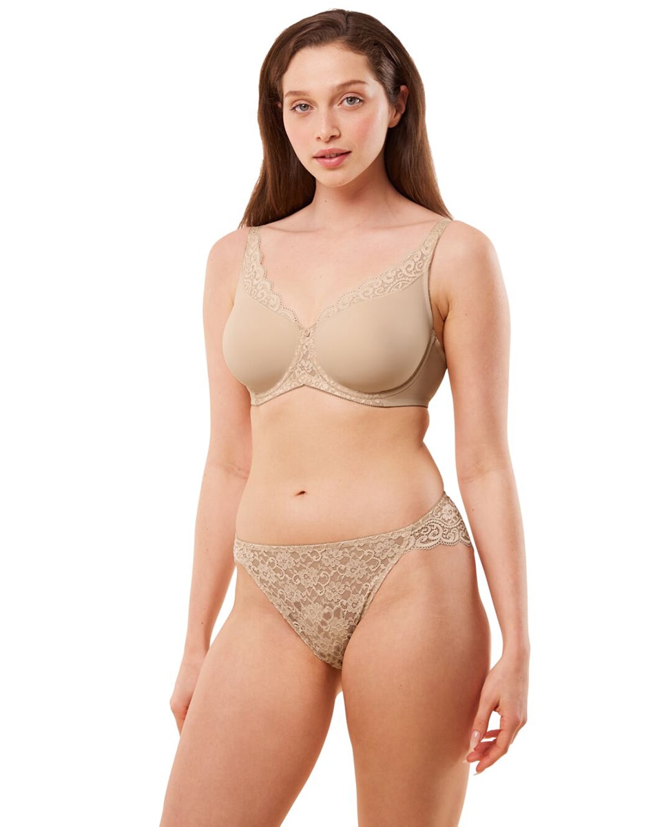 Sujetador de mujer reductor con aro y detalles de encaje - Triumph - Beige Beige-4