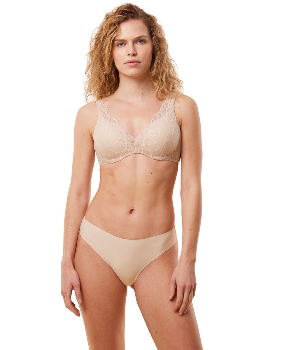 Soutien Body Make Up Illusion Lace de Decote Profundo com Aro Flexível e Foam Bege-8