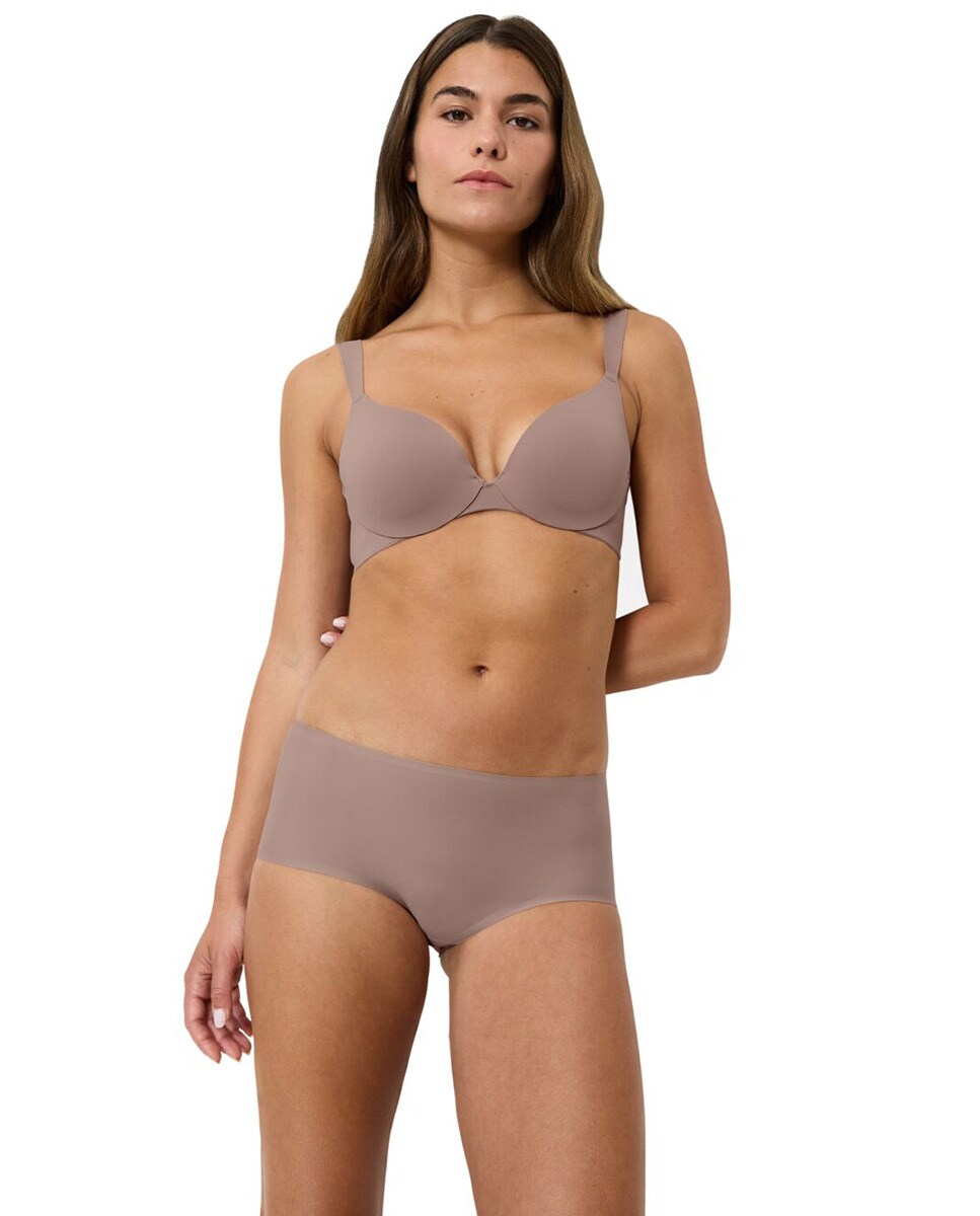 Soutien de Decote Profundo com Aro Flexível e Copa Almofadada Taupe-5