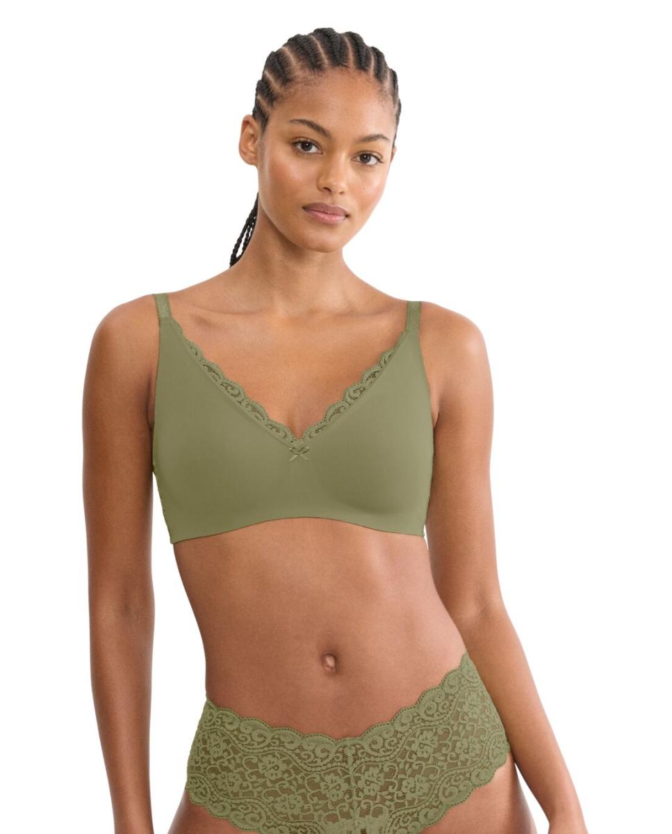 Soutien Redutor sem Aro e com Detalhes de Renda e Jacquard Verde-1