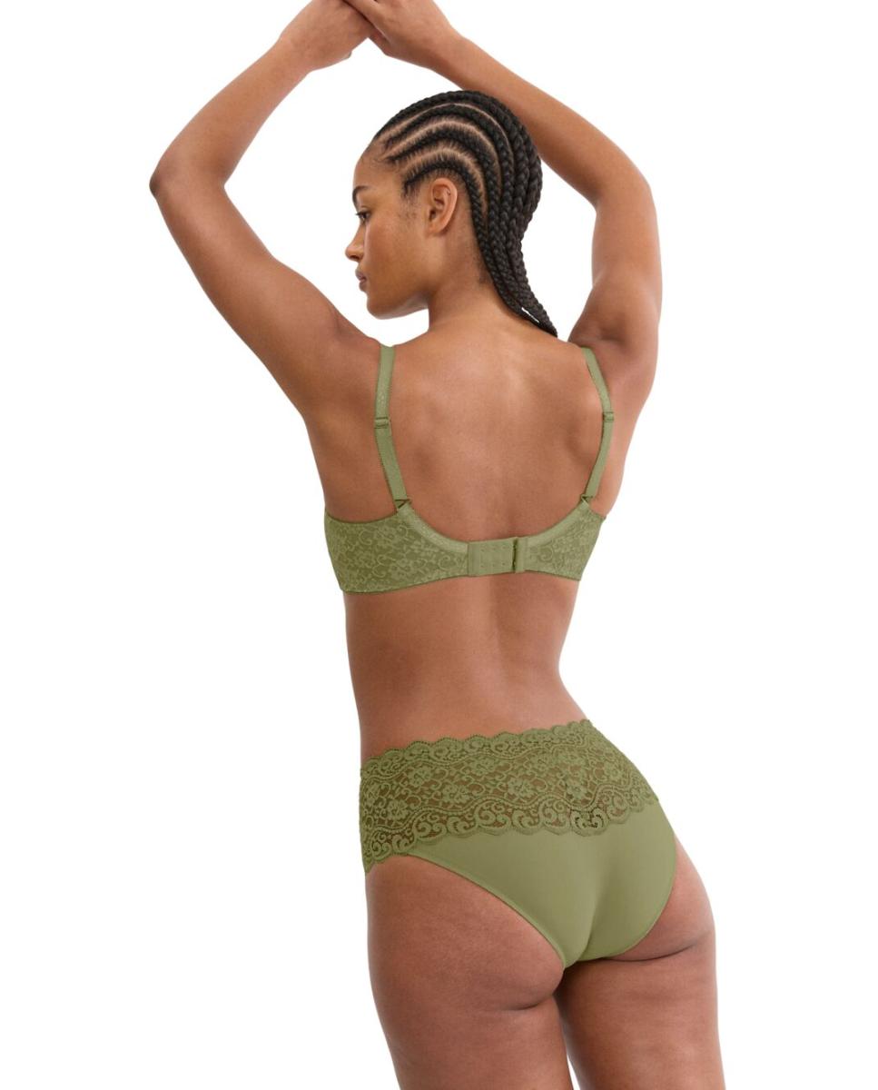 Soutien Redutor sem Aro e com Detalhes de Renda e Jacquard Verde-2