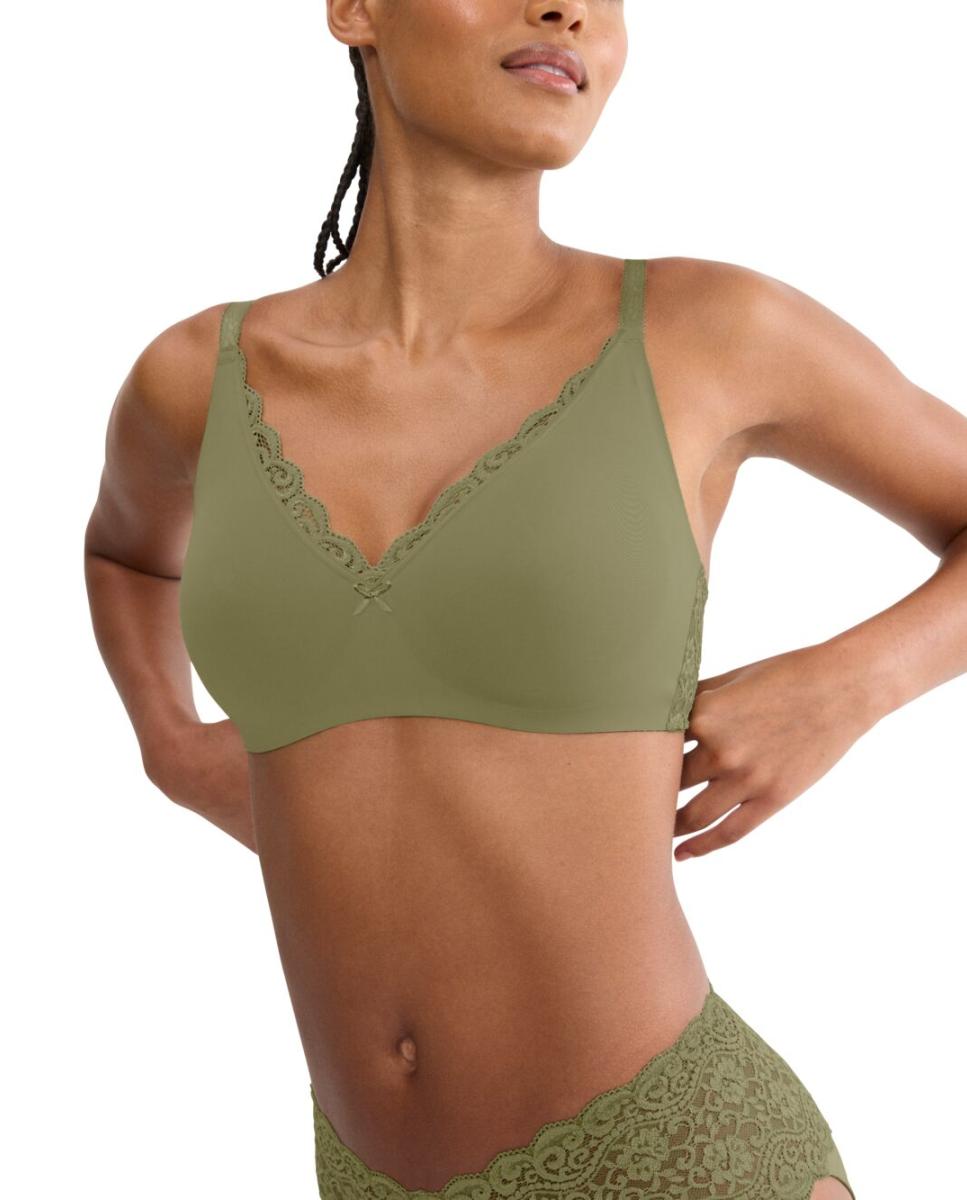 Soutien Redutor sem Aro e com Detalhes de Renda e Jacquard Verde-3