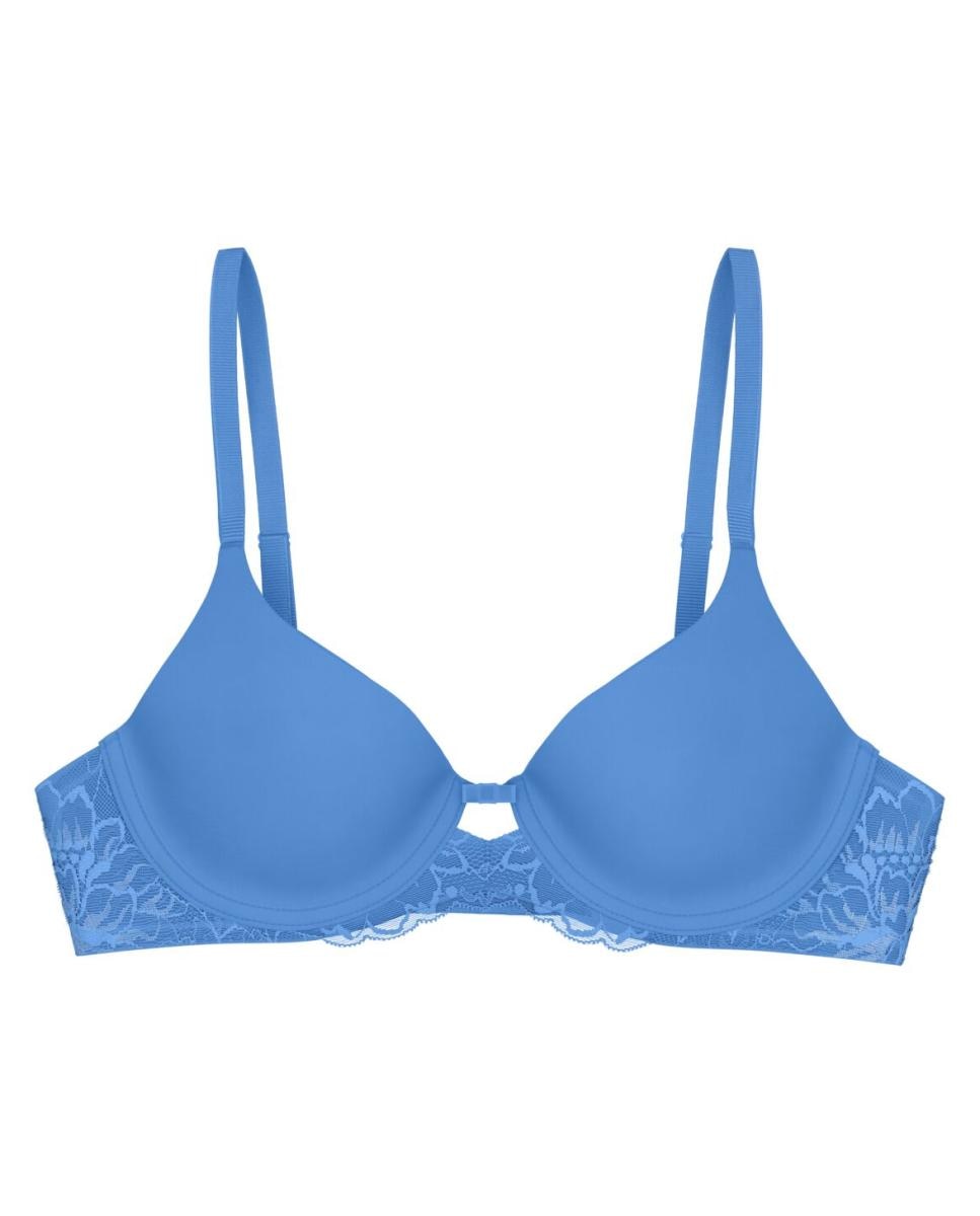 Soutien com aro e EVA foam com pormenores de renda Azul-4