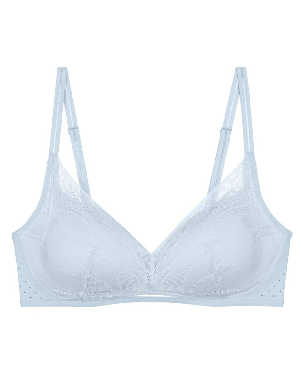 Soutien sem Aro e de Copa Moldada com Enchimento Push-Up para Realçar o Busto Azul-claro-4