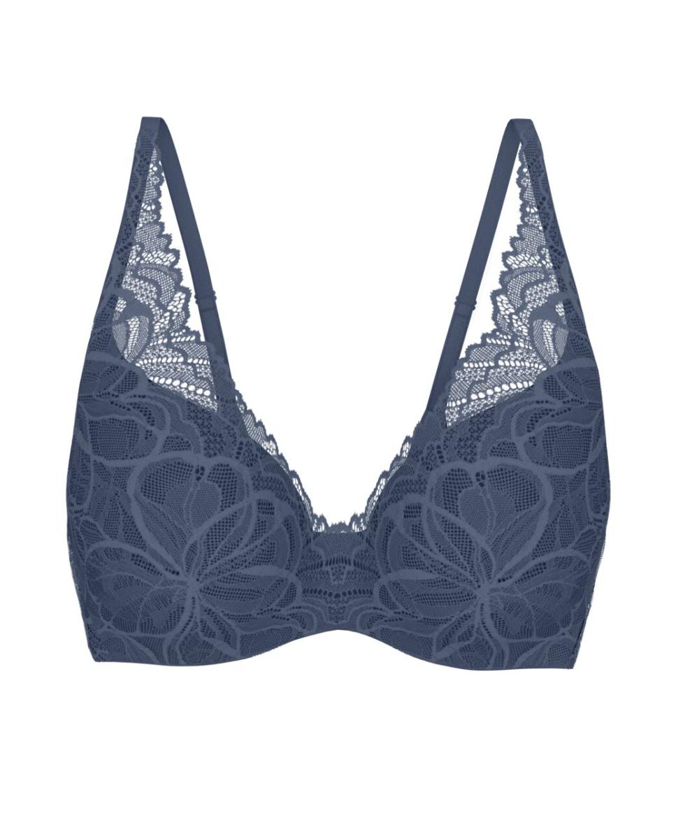 Soutien de Decote Profundo com Aro Flexível 3D e Copa Moldada de Renda Azul-pastel-4