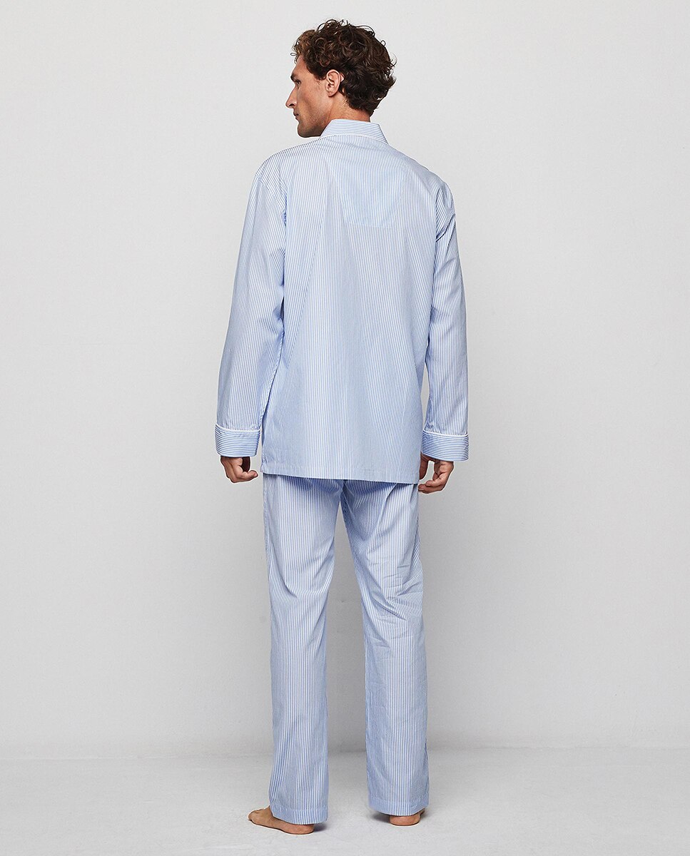 Pijama comprido de homem Mirto de tecido azul Azul-claro-2
