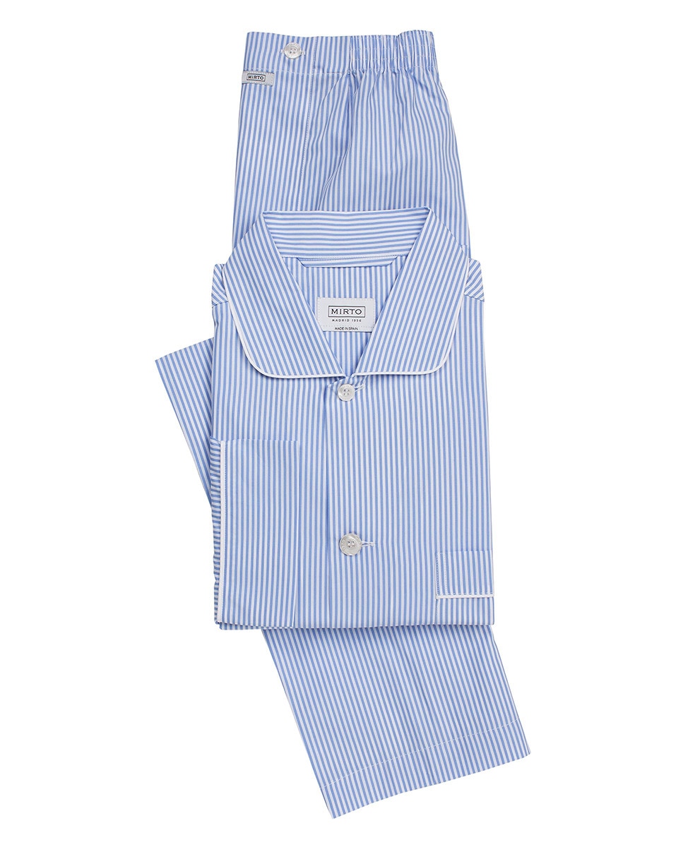 Pijama comprido de homem Mirto de tecido azul Azul-claro-3