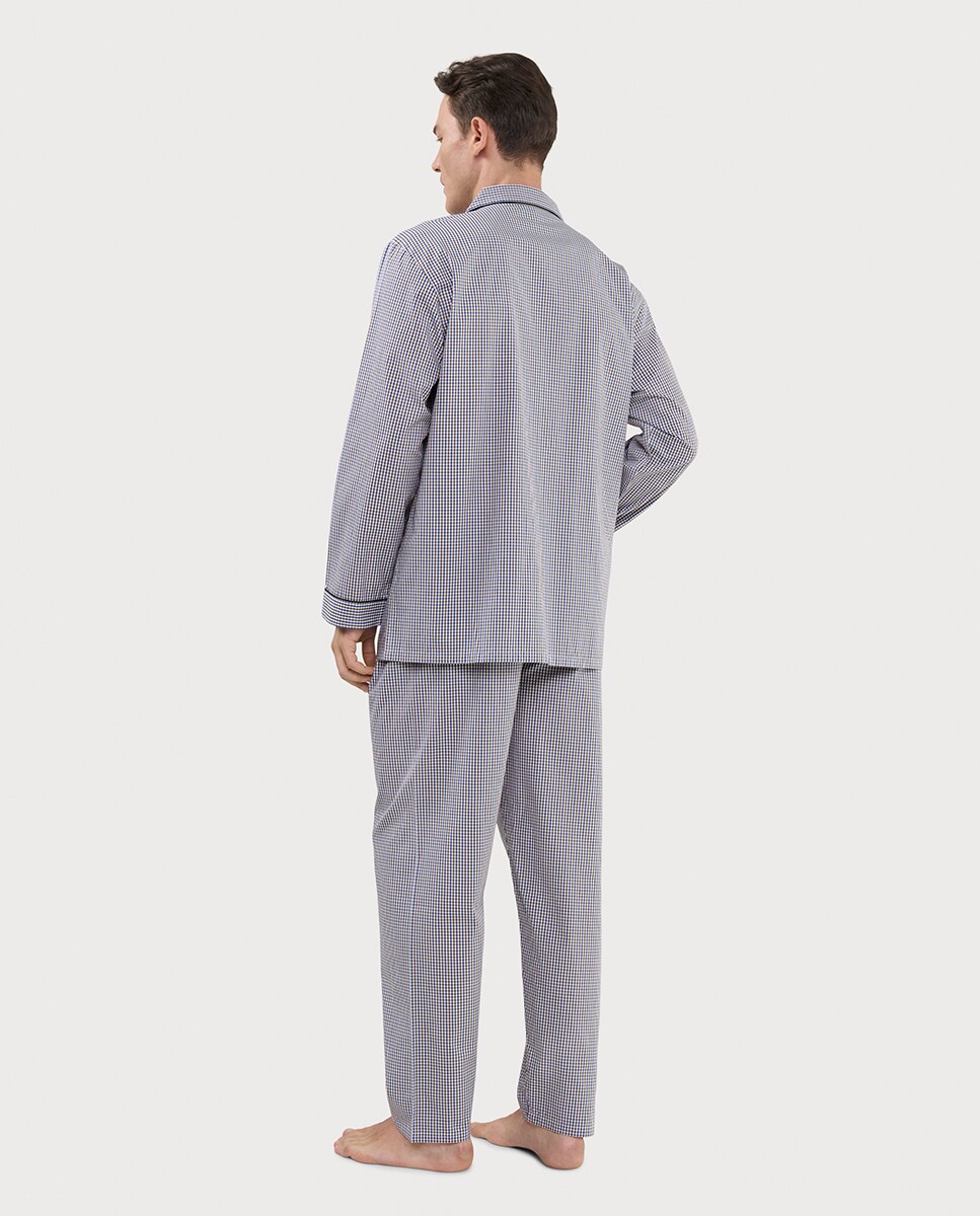 Pijama de Tecido com Aba Azul-2