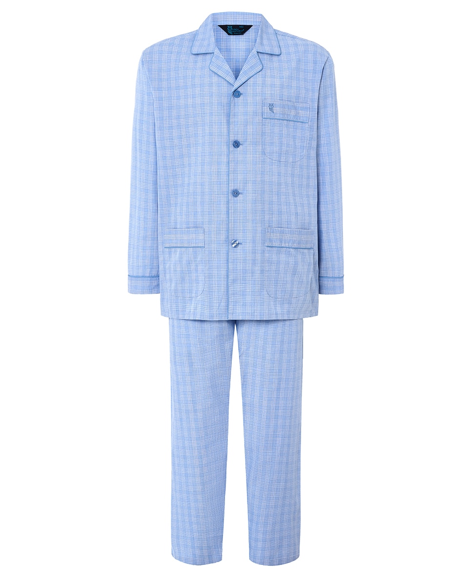 Pijama de Tecido Comprido com Aba Azul-celeste-5
