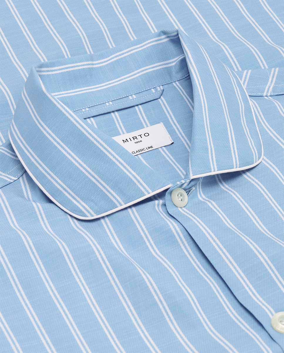 Pijama Comprido às Riscas Azul-claro-4
