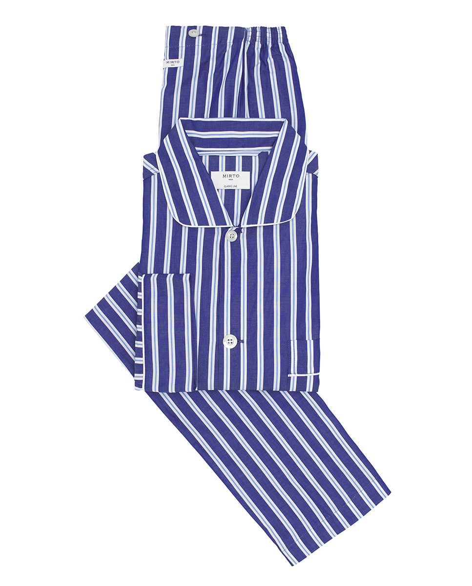 Pijama aos quadrados azul Azul-marinho-3