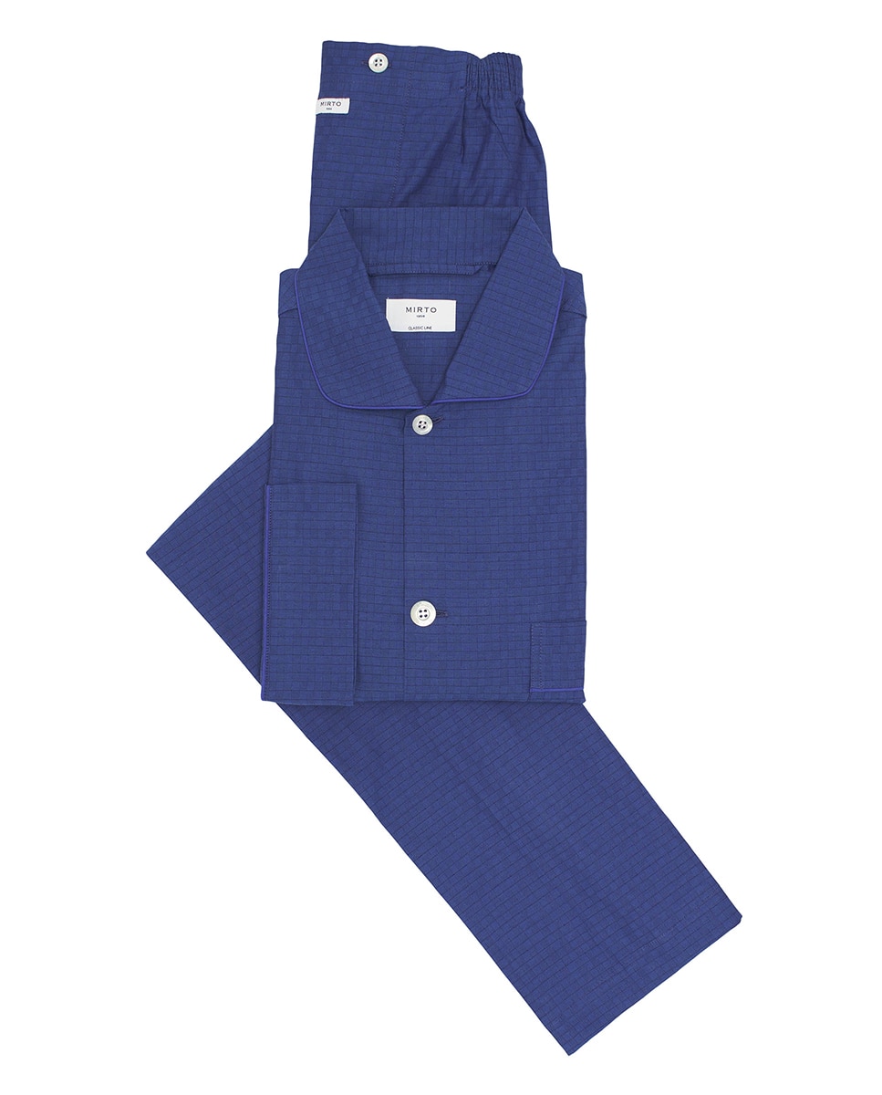 Pijama curto às riscas azul Azul-marinho-3