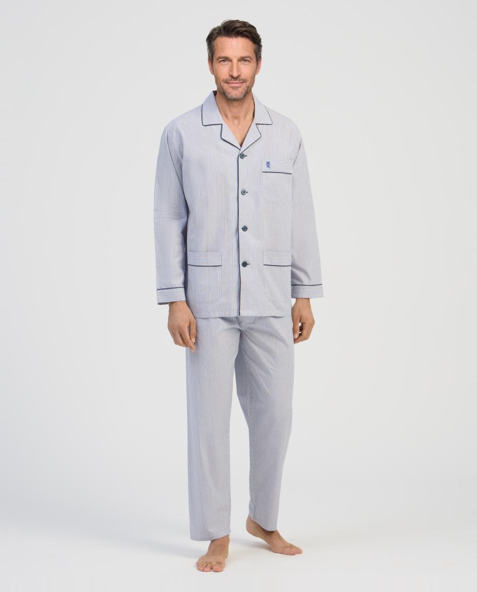 Imagem 0 de Pijama Comprido de Tecido - Azul