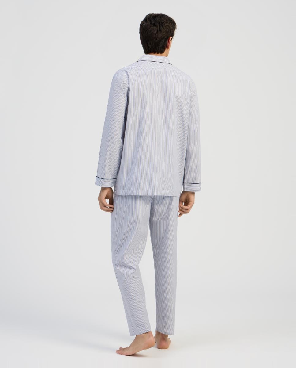 Pijama Comprido de Tecido - Azul Azul-claro-2