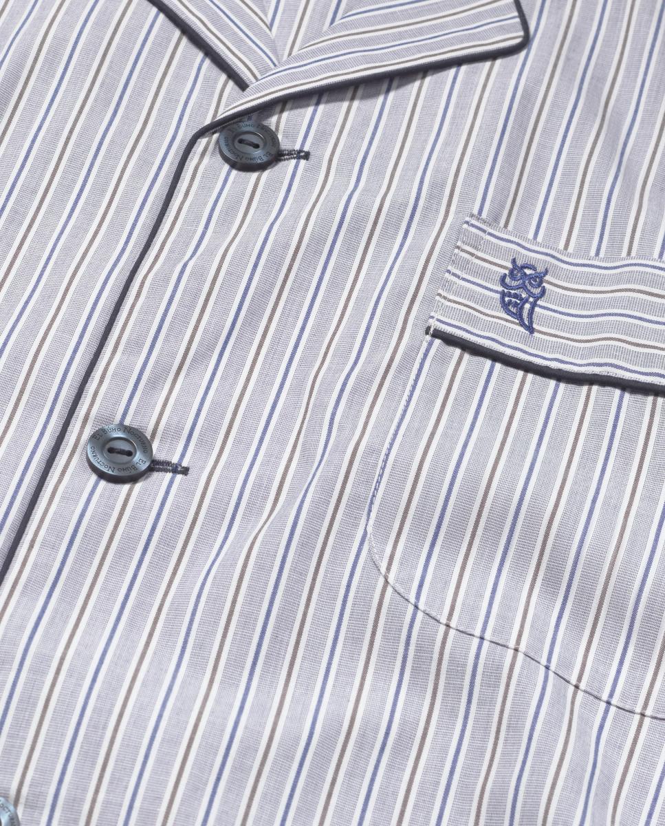 Pijama Comprido de Tecido - Azul Azul-claro-5