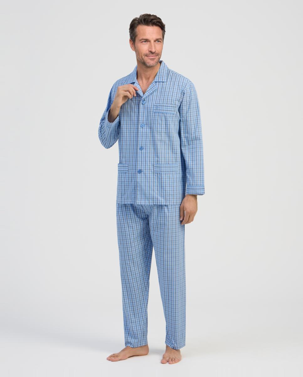Imagem 0 de Pijama Comprido de Tecido - Azul