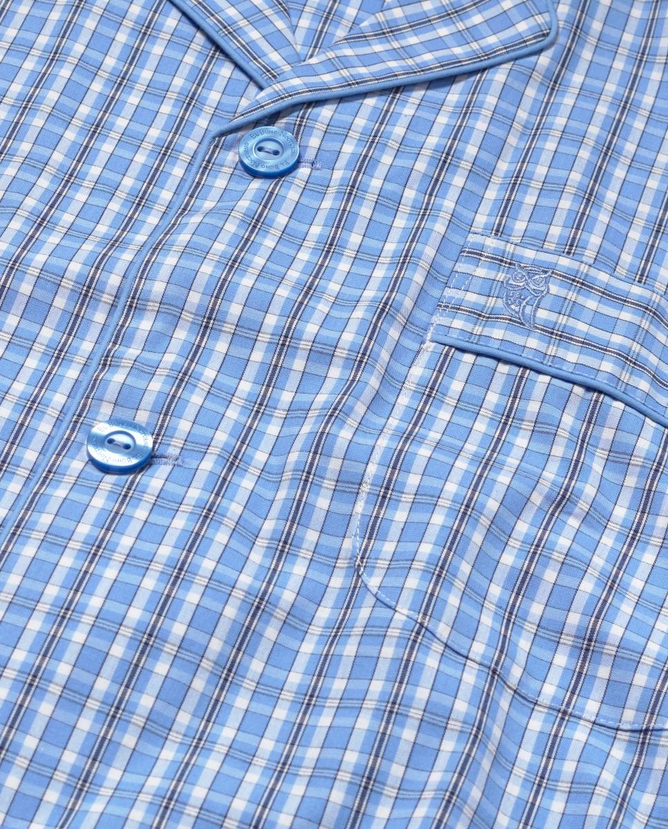 Pijama Comprido de Tecido - Azul Azul-claro-5