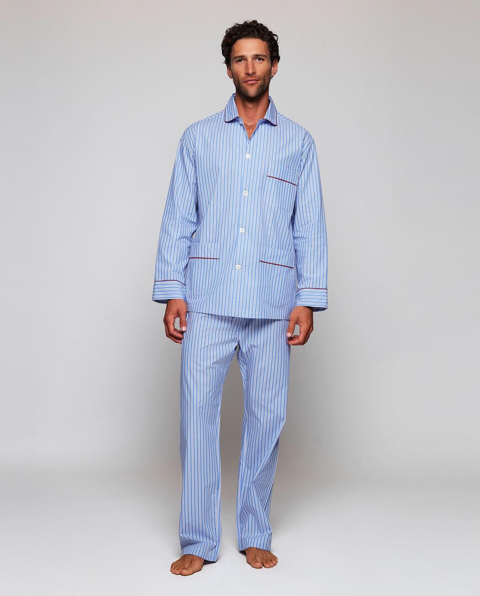 Pijama Comprido de Manga Comprida Azul-claro-2