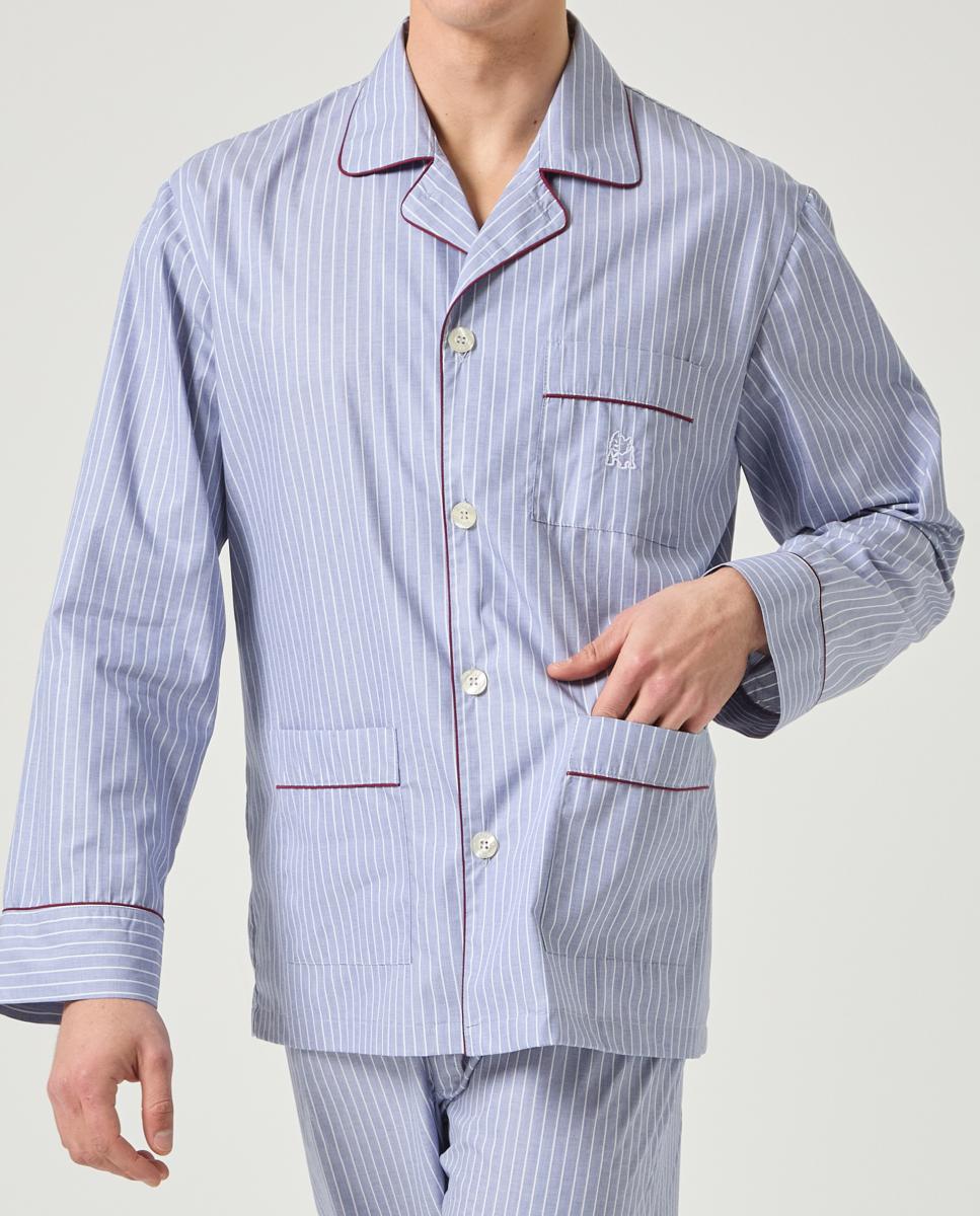 Pijama Comprido de Tecido Azul-3
