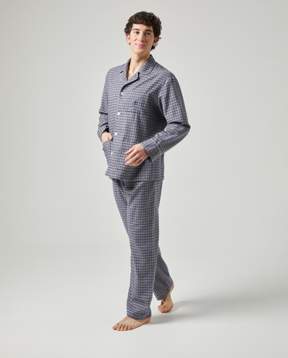 Imagen 0 de Pijama largo de tela de hombre Gris