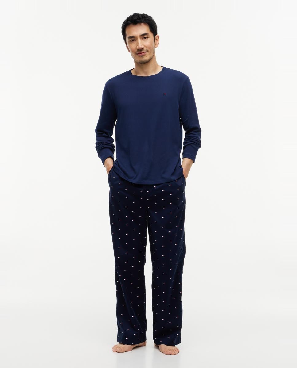 Imagem 0 de Conjunto de Pijama com T-shirt de Algodão e Calças de Tecido com Logótipos