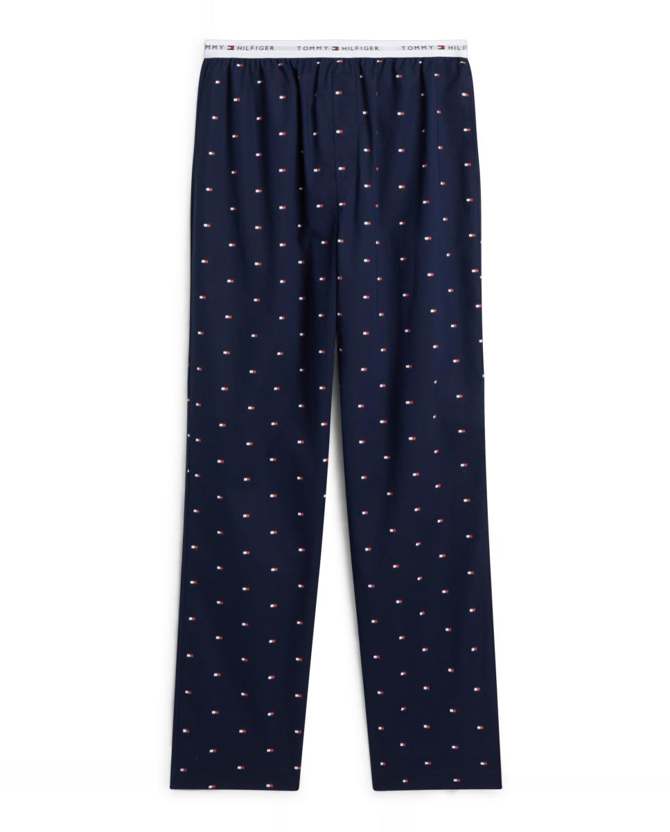 Conjunto de Pijama com T-shirt de Algodão e Calças de Tecido com Logótipos Azul-marinho-4