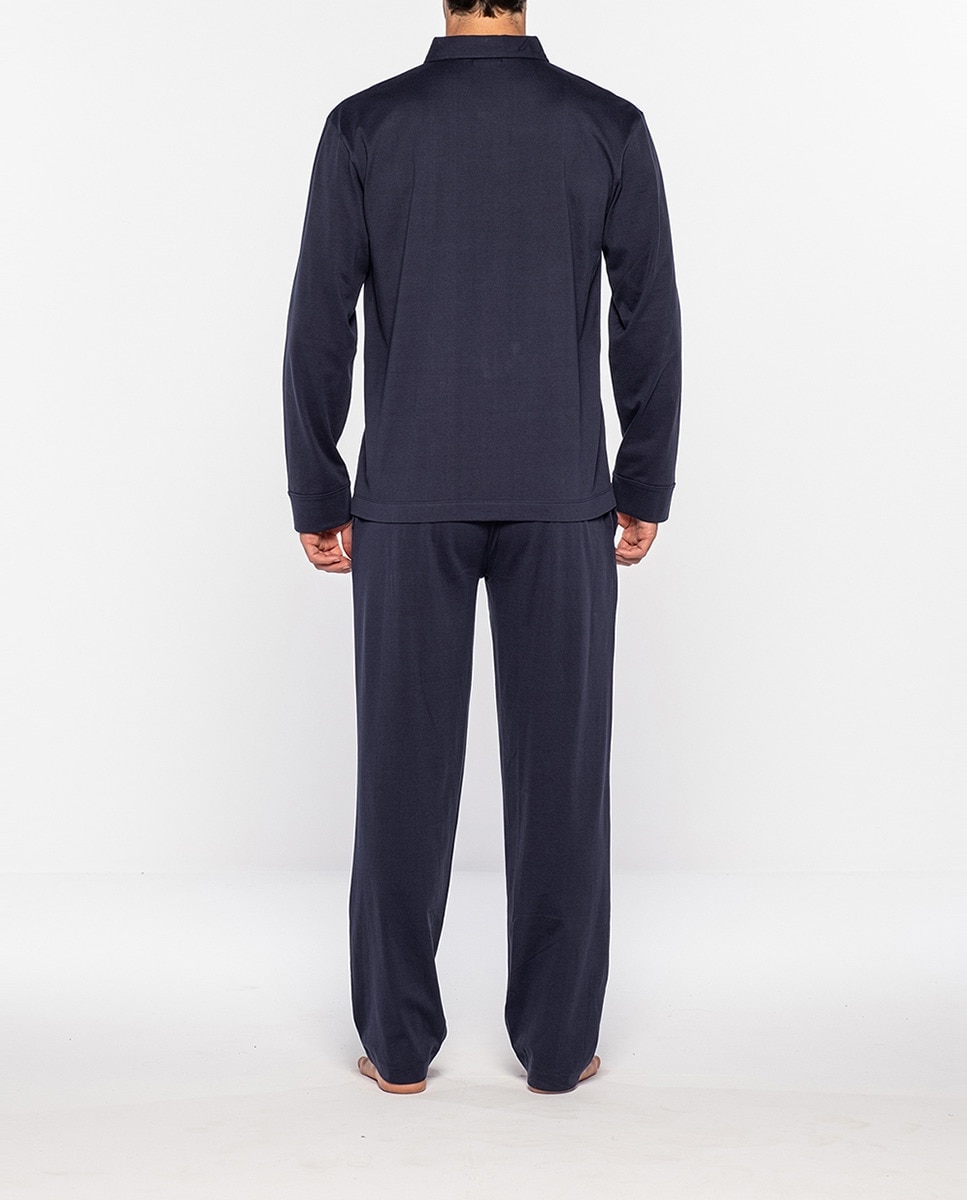 Pijama largo de hombre azul - Punto Blanco - Azul marino Azul marino-3