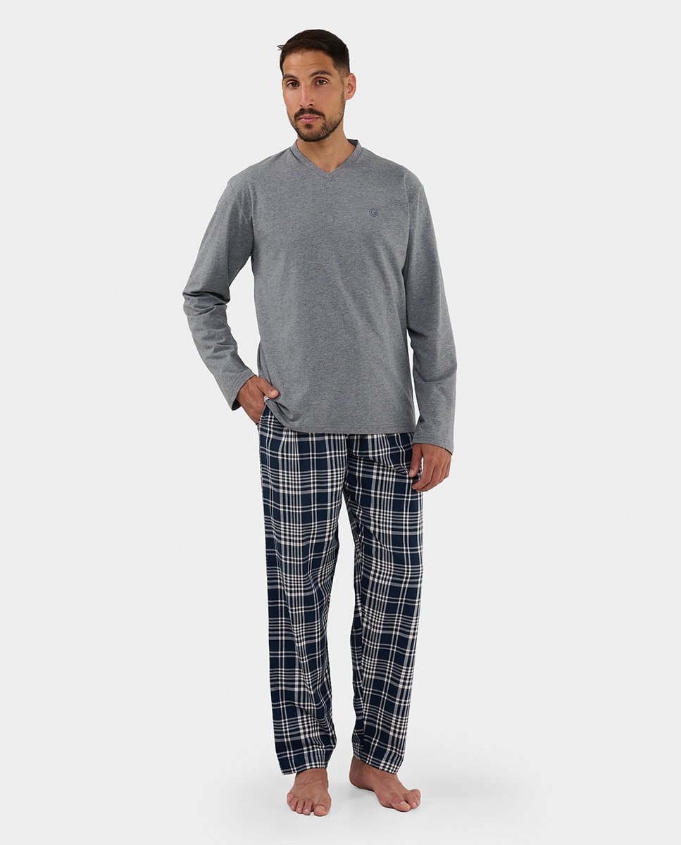 Pijama Combinado com Camisola de Malha Azul-marinho-1