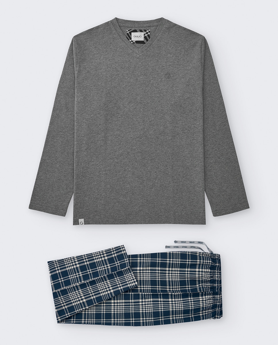 Pijama Combinado com Camisola de Malha Azul-marinho-3