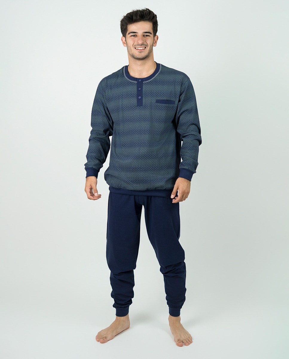 Pijama com Gola com Carcela Cinzento-claro-1