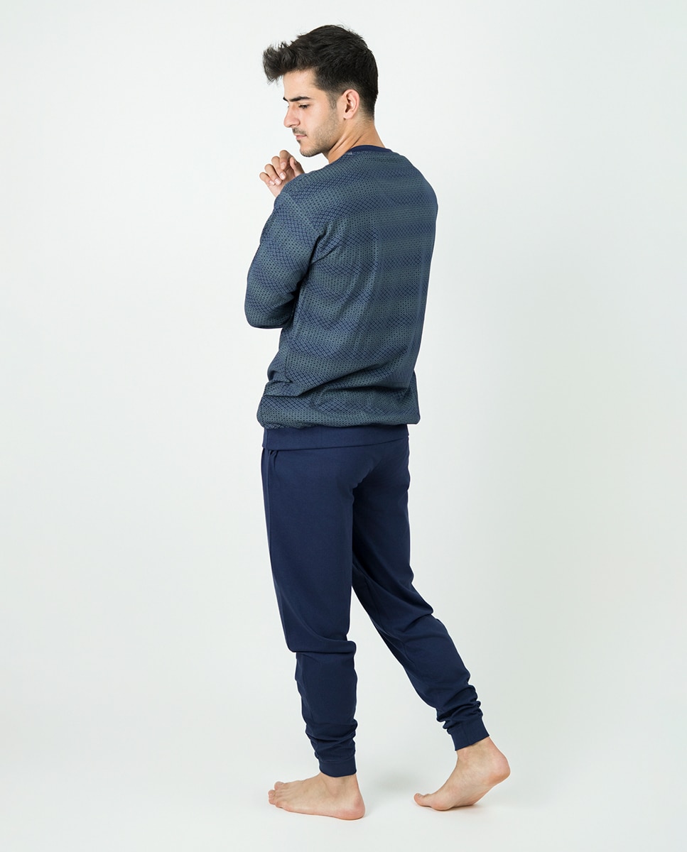 Pijama com Gola com Carcela Cinzento-claro-2