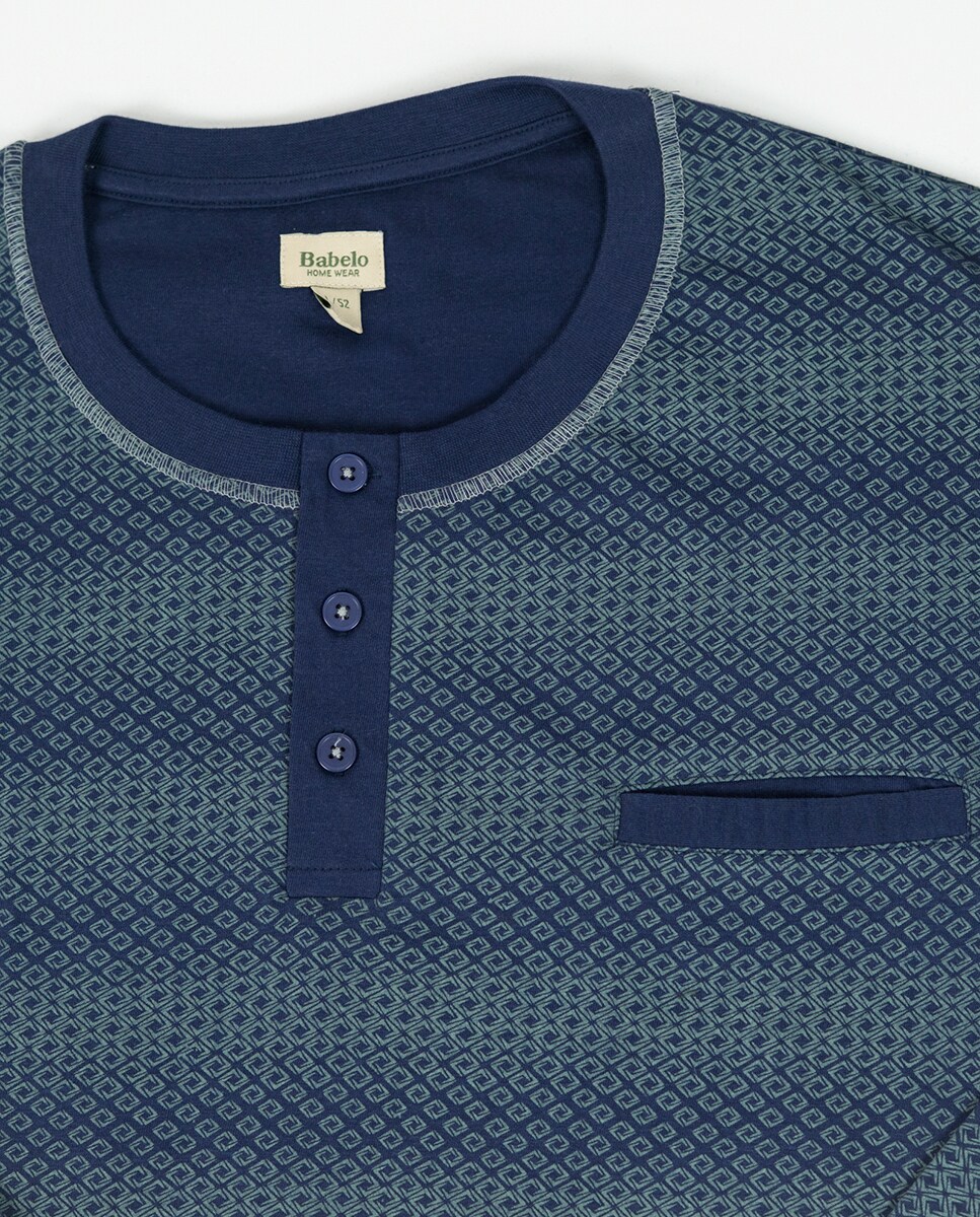 Pijama com Gola com Carcela Cinzento-claro-4