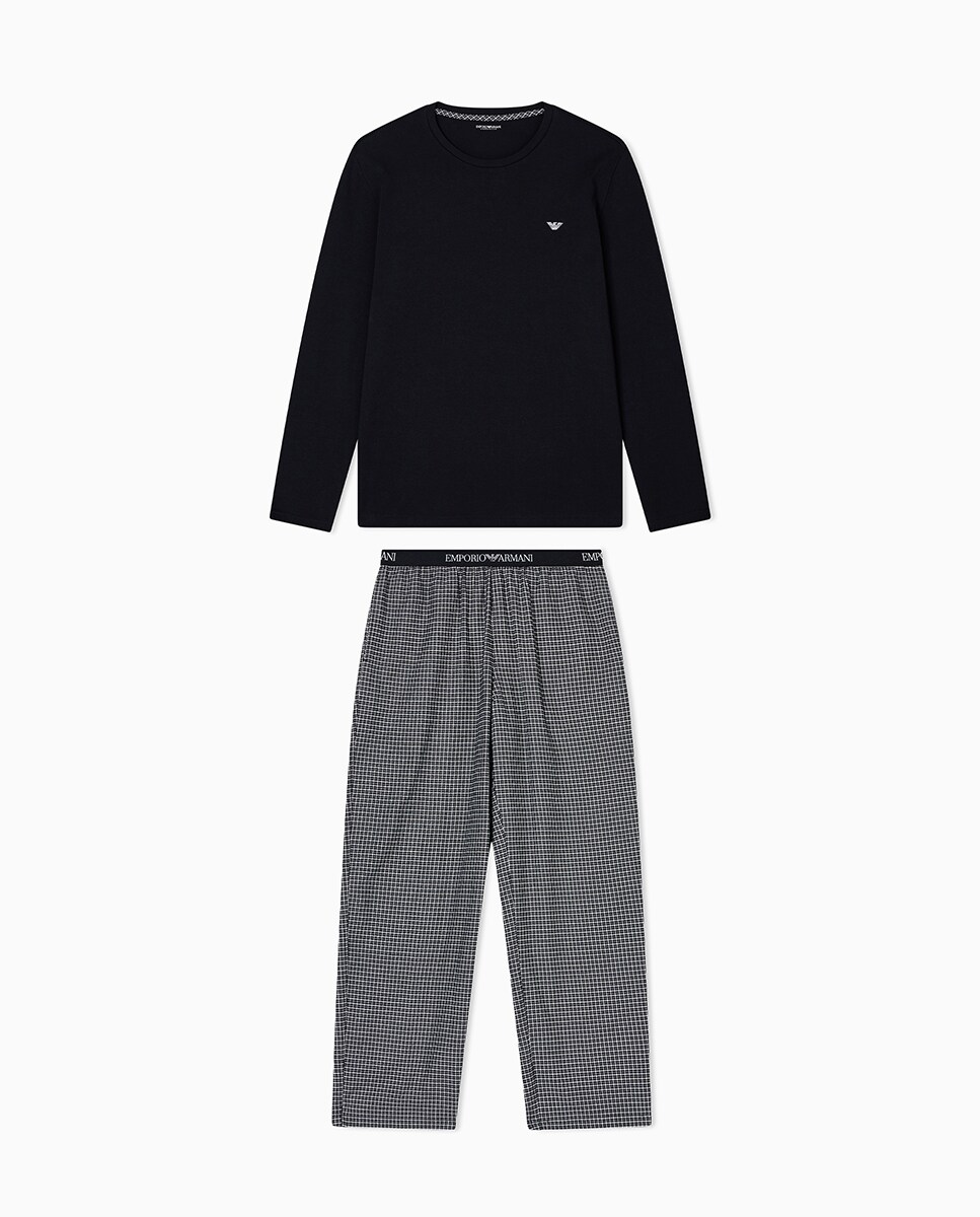 Pijama Comprido Combinado Azul-4